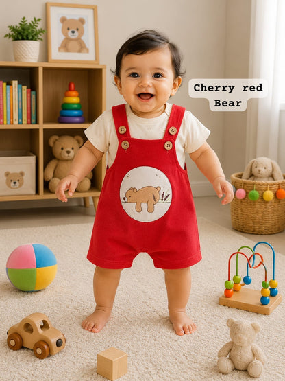 Baby velour Dungaree Sets for  0-1yr | Playful and Comfort Edition
