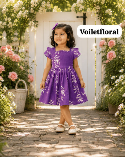 Pure cotton frill sleeve frocks | Jaipuri frocks- Floral Edition| 1-9yrs