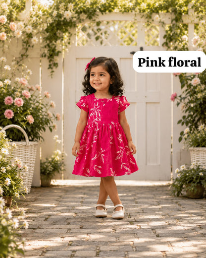 Pure cotton frill sleeve frocks | Jaipuri frocks- Floral Edition| 1-9yrs