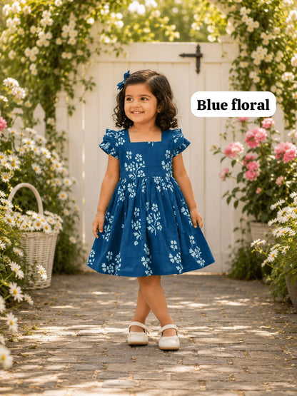 Pure cotton frill sleeve frocks | Jaipuri frocks- Floral Edition| 1-9yrs