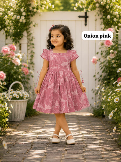 Pure cotton frill sleeve frocks | Jaipuri frocks- Floral Edition| 1-9yrs