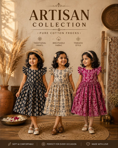 Pure cotton frocks Artisan prints|Jaipuri frocks| 1 to 9yrs | ART Edition