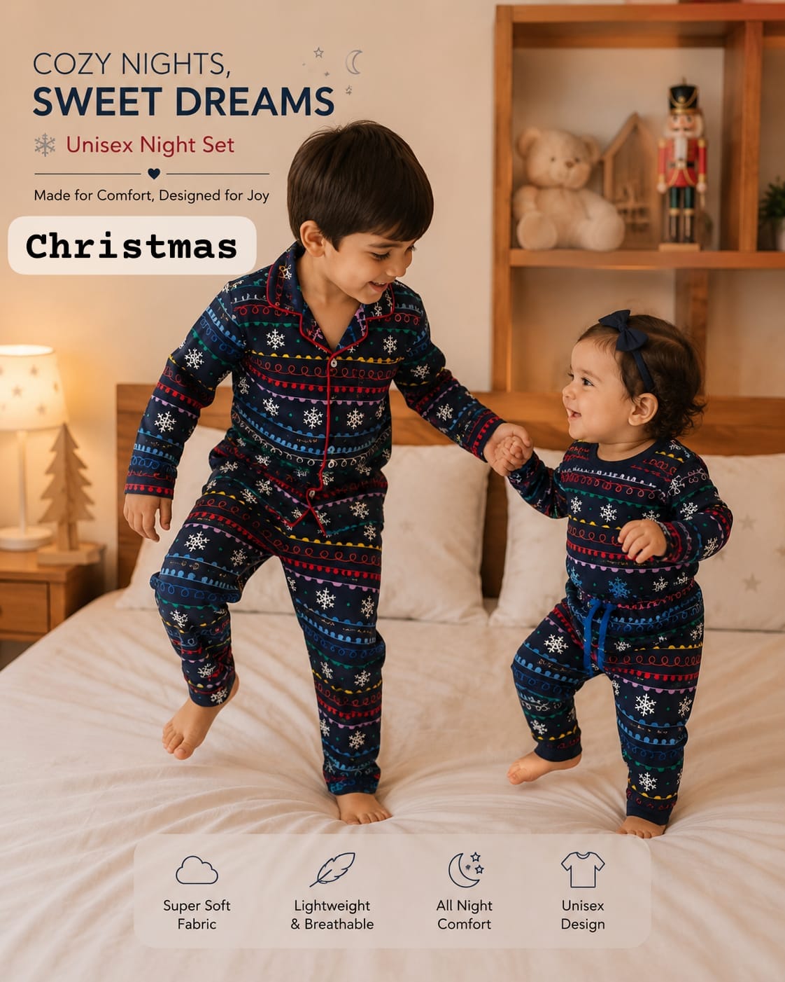 Soft Cotton Collar Night Sets for 6m to 5yrs