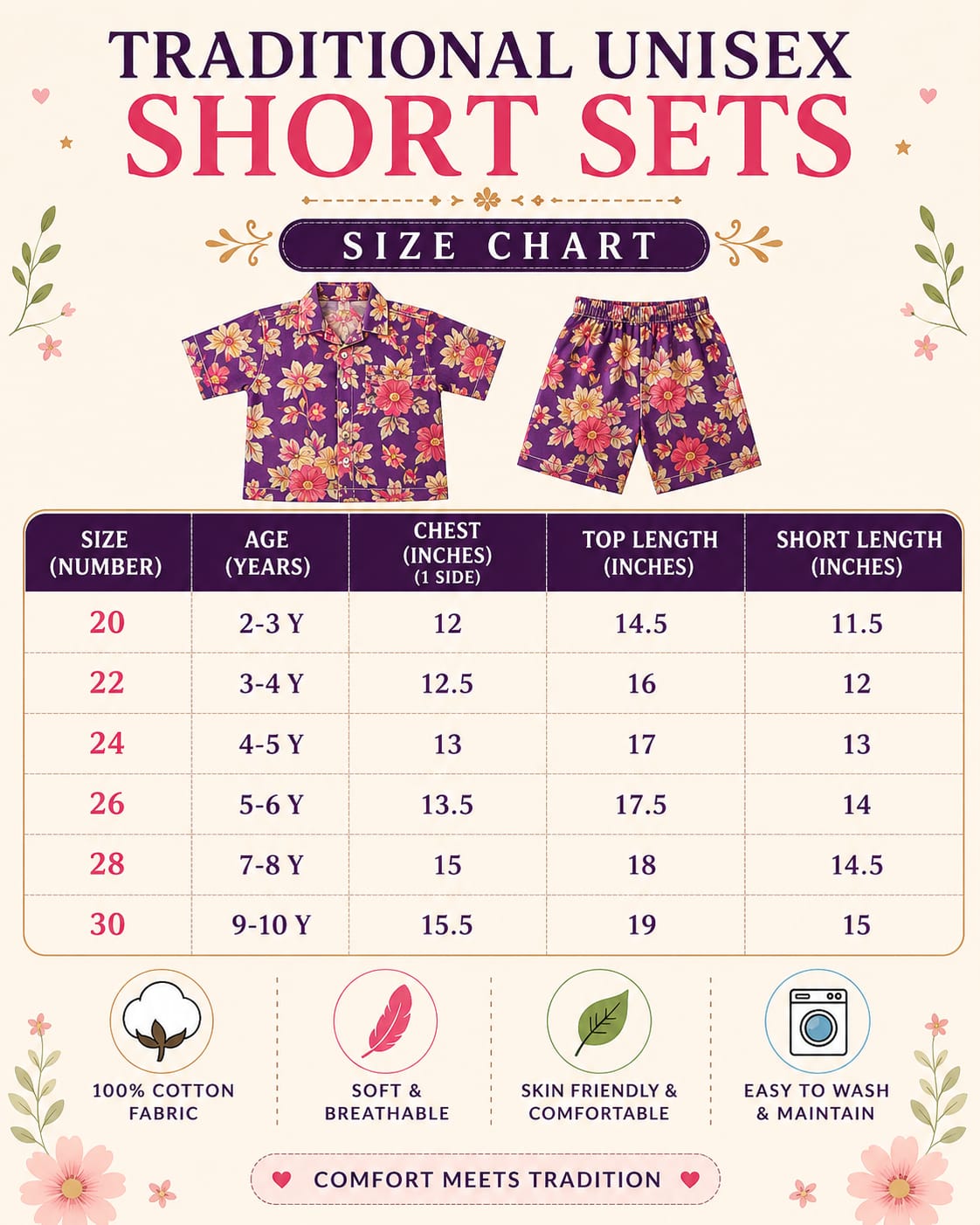 Aesthetic Unisex Short Sets for 2yrs to 10yrs | INDIAN Edition