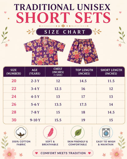 Aesthetic Unisex Short Sets for 2yrs to 10yrs | INDIAN Edition