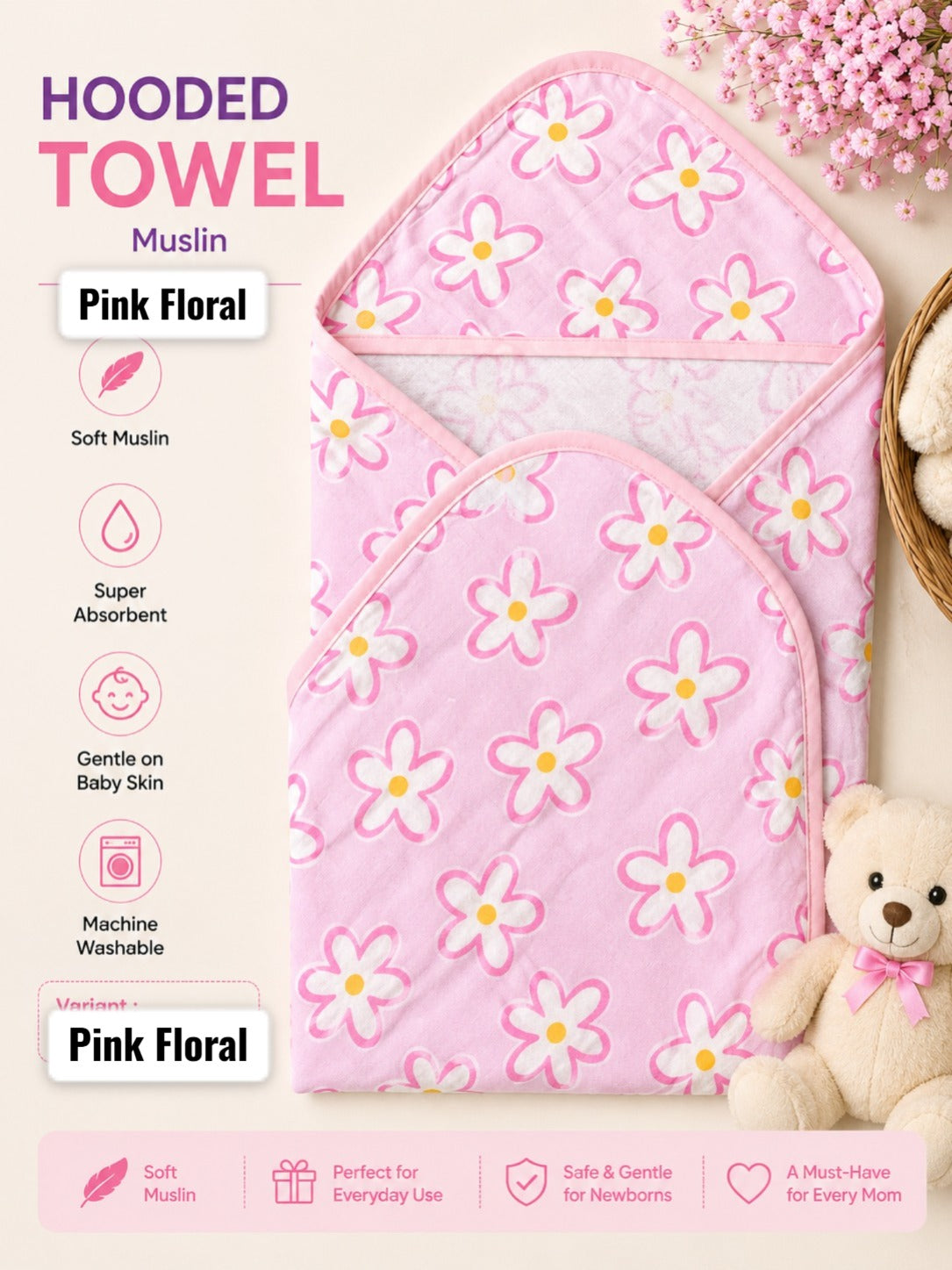 Muslin Hooded Towels 30*30 inches