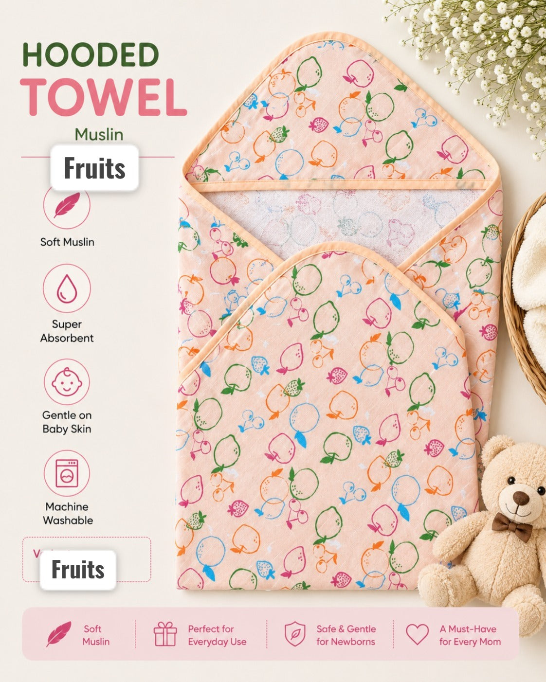 Muslin Hooded Towels 30*30 inches