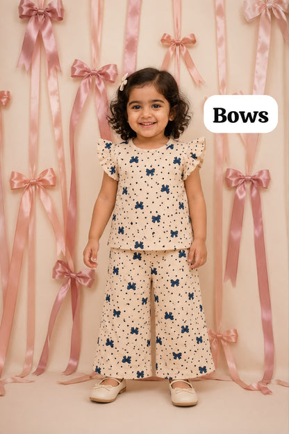Soft Ribbed Cotton Frill sleeve Pant Sets | 1yr to 4yrs|