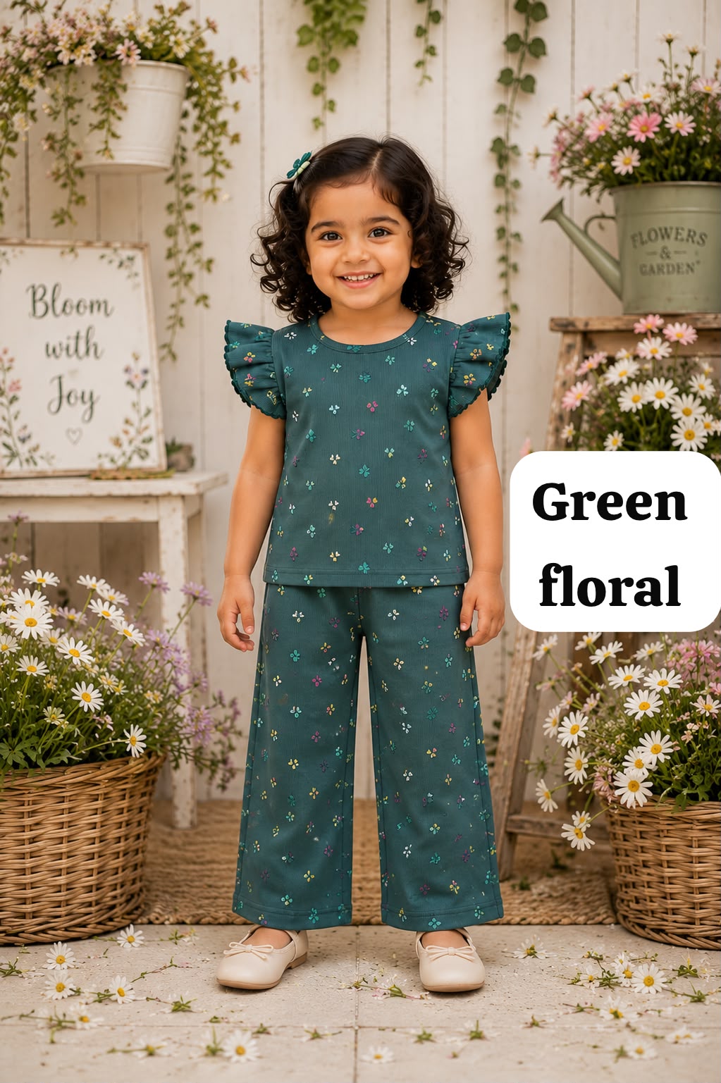 Soft Ribbed Cotton Frill sleeve Pant Sets | 1yr to 4yrs|