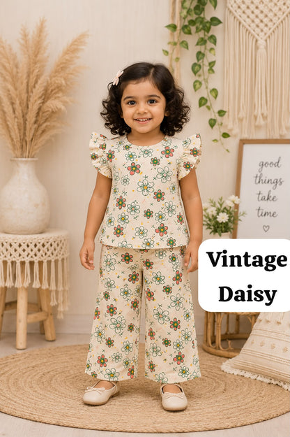Soft Ribbed Cotton Frill sleeve Pant Sets | 1yr to 4yrs|