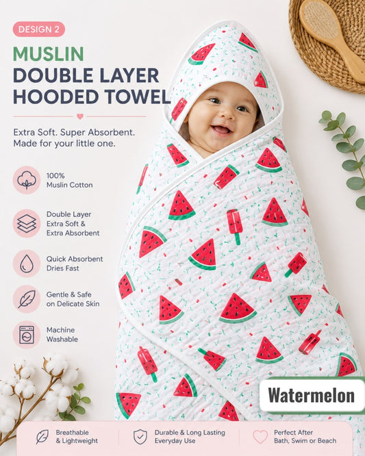 Double Layered Muslin Hooded towels 30*30 inches
