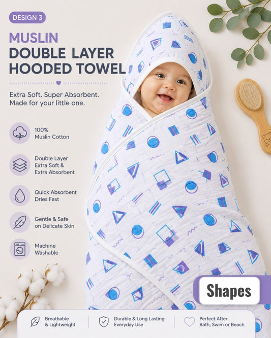 Double Layered Muslin Hooded towels 30*30 inches