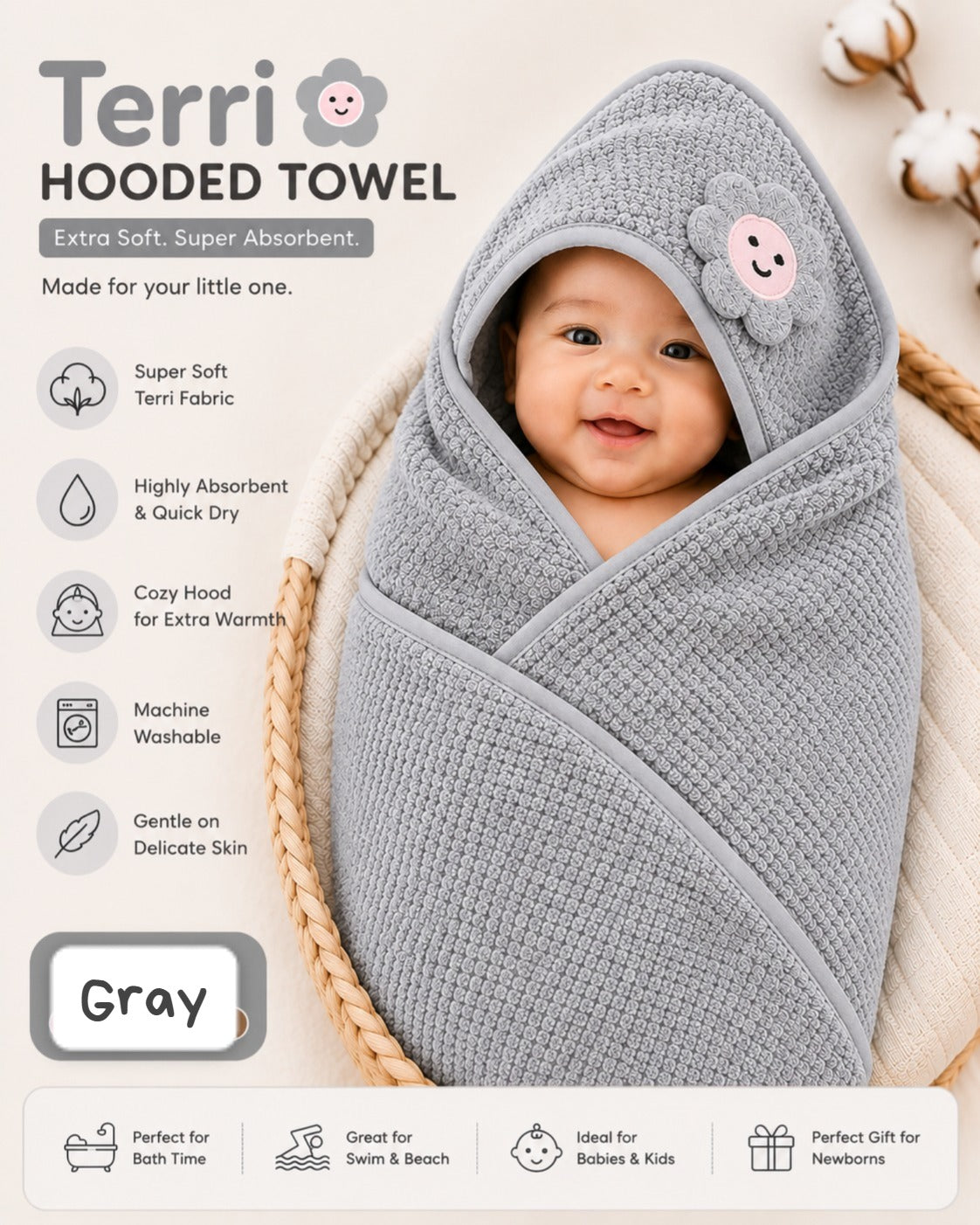 Terri Hooded Towel 30*30 inches