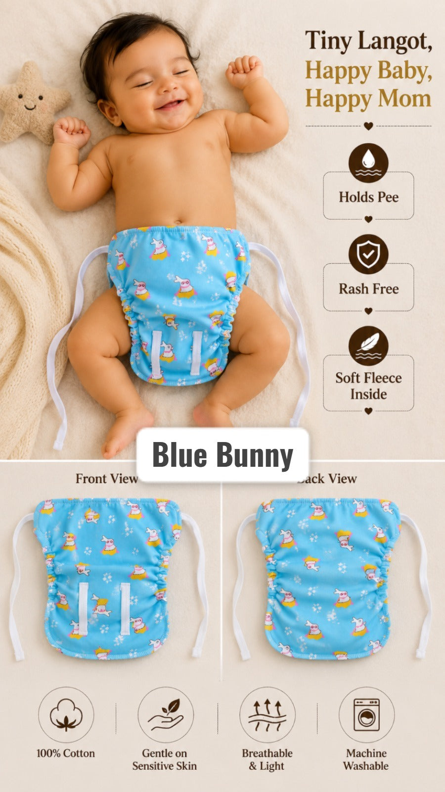 Branded Re usable Langots for 0-9months babies