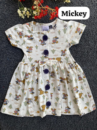 Cute Button Frocks for 6m to 18m
