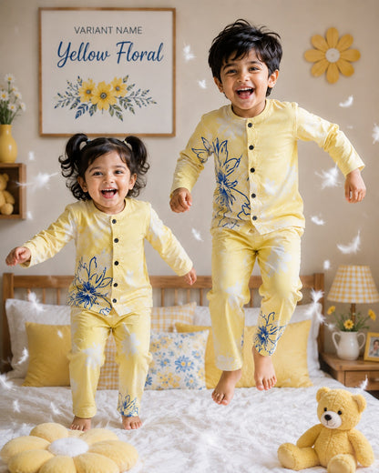 Full Sleeve Unisex Snap Button Night Sets for 1yr to 5yrs | Soft and Cozy Wear