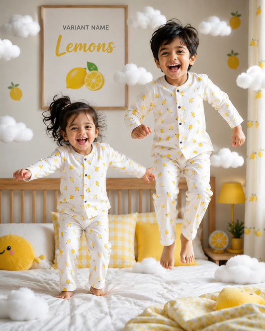 Full Sleeve Unisex Snap Button Night Sets for 1yr to 5yrs | Soft and Cozy Wear