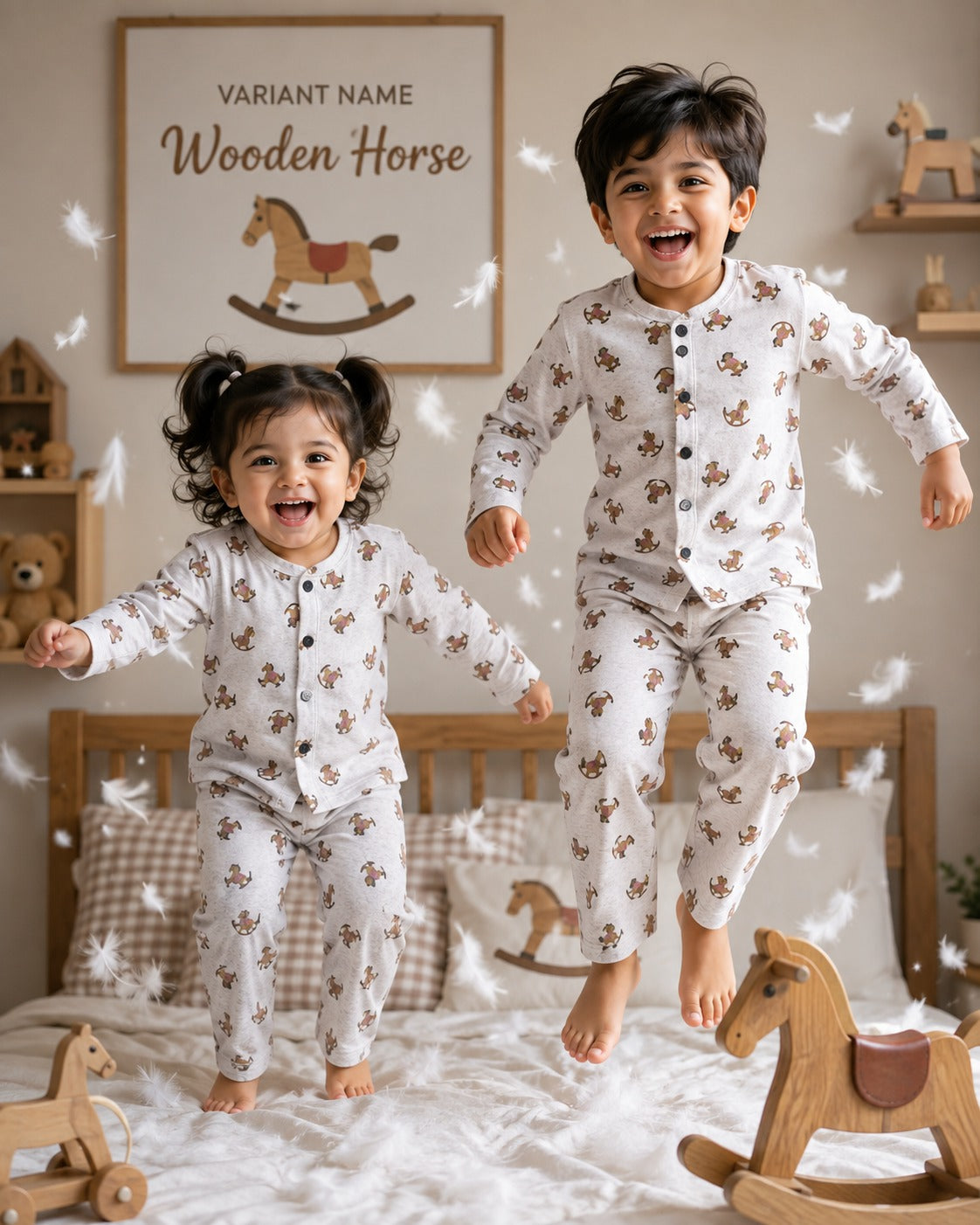 Full Sleeve Unisex Snap Button Night Sets for 1yr to 5yrs | Soft and Cozy Wear