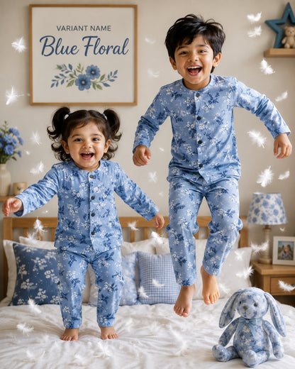 Full Sleeve Unisex Snap Button Night Sets for 1yr to 5yrs | Soft and Cozy Wear