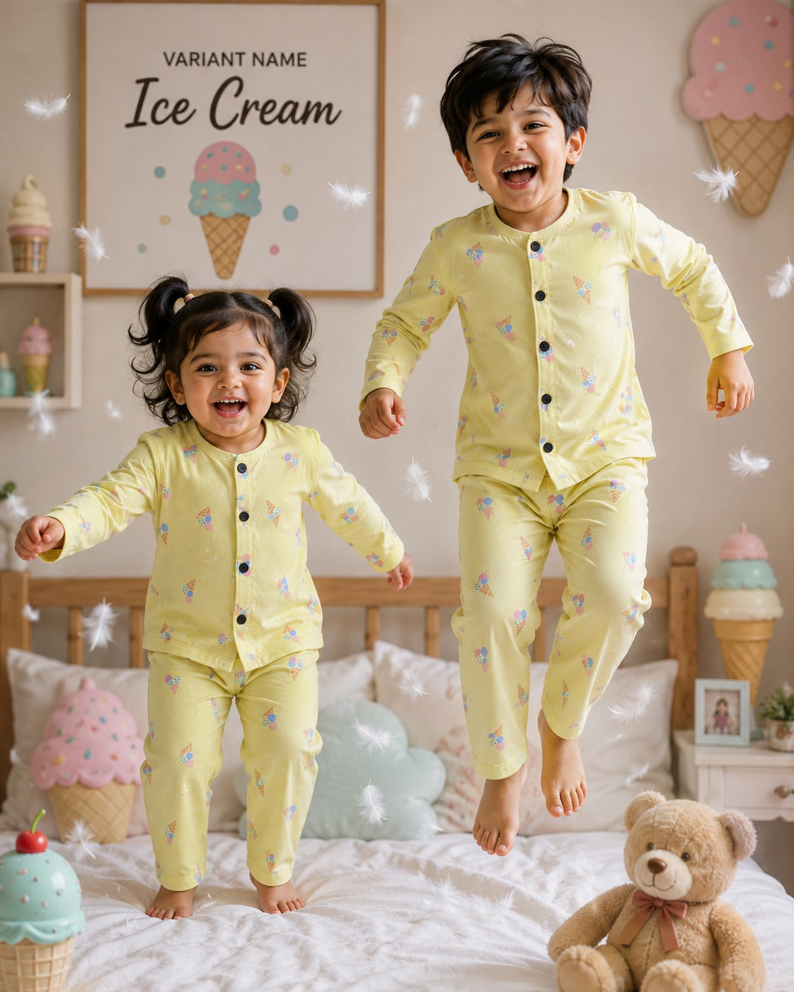 Full Sleeve Unisex Snap Button Night Sets for 1yr to 5yrs | Soft and Cozy Wear
