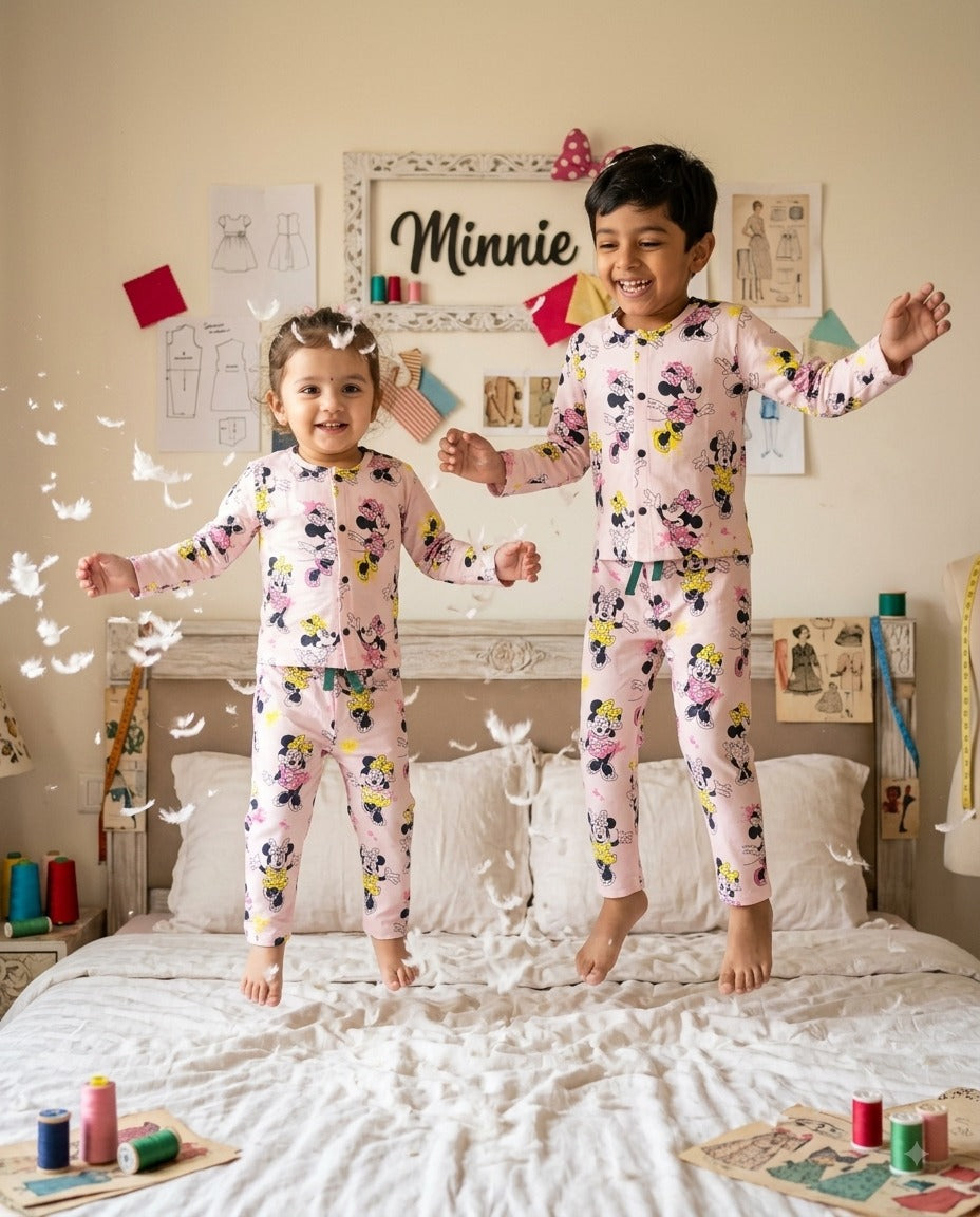 Full Sleeve Unisex Snap Button Night Sets for 1yr to 5yrs | Soft and Cozy Wear