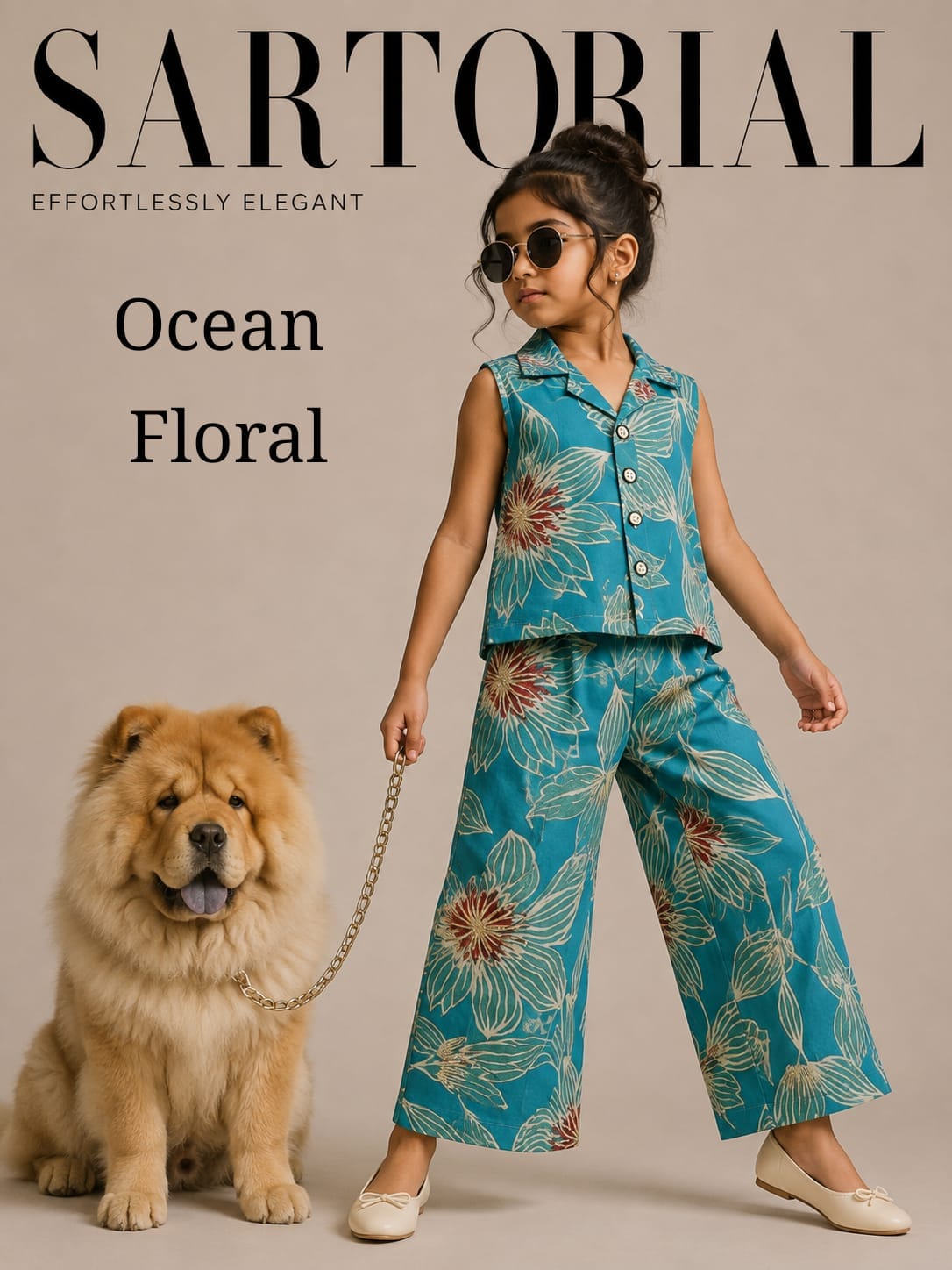 Pretty collar Front Button Floral Coord Sets for 2yrs to 5yrs
