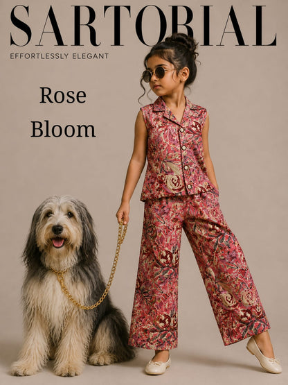 Pretty collar Front Button Floral Coord Sets for 2yrs to 5yrs