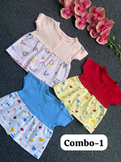 Front Open Cute Short Frocks for Newborn to 2yrs