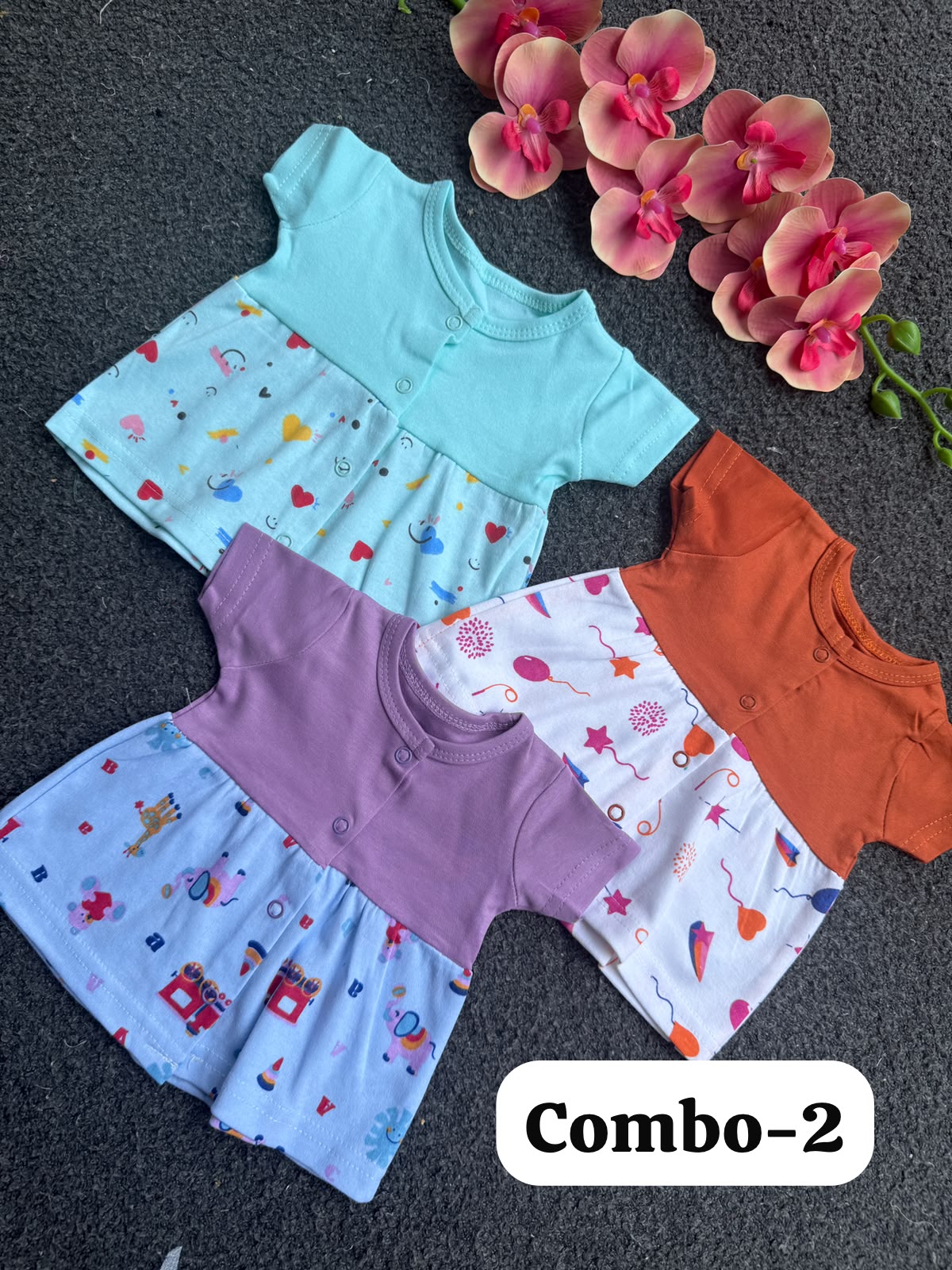 Front Open Cute Short Frocks for Newborn to 2yrs