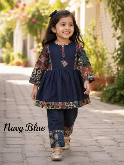 Girls Hand Block Ethnic Co-Ord Set | 2yrs to 9yrs