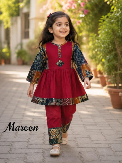 Girls Hand Block Ethnic Co-Ord Set | 2yrs to 9yrs