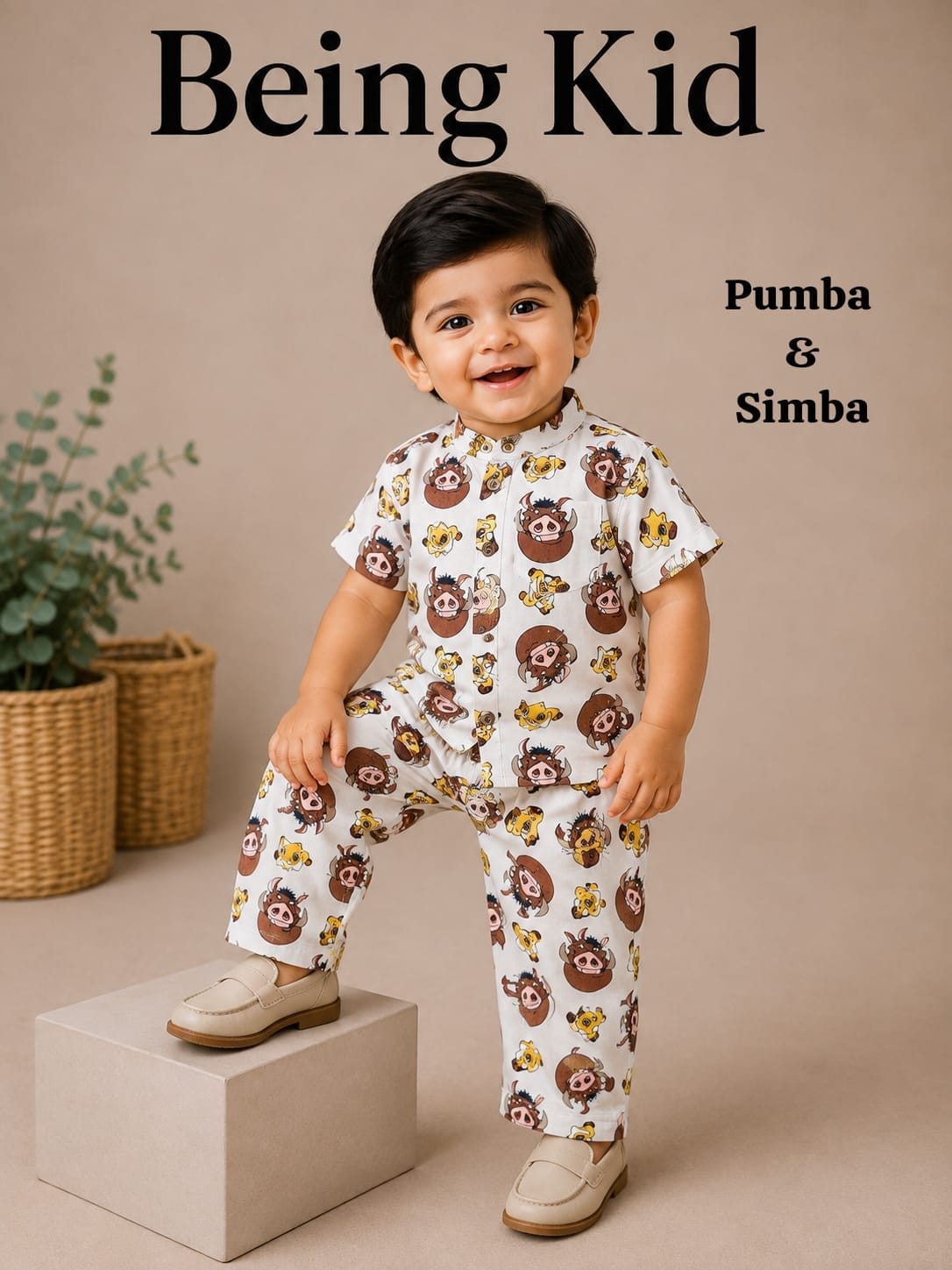 Chinese Collar Muslin Pant Sets for Boys | 6m to 18m