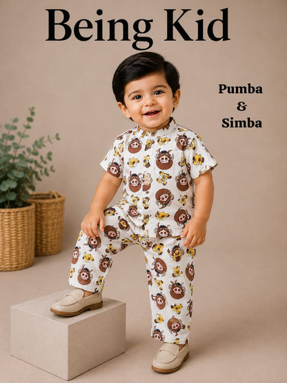 Chinese Collar Muslin Pant Sets for Boys | 6m to 18m
