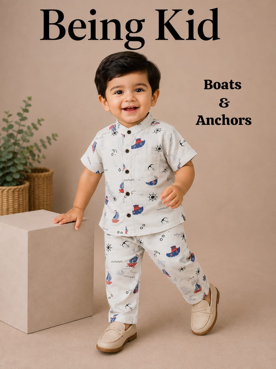 Chinese Collar Muslin Pant Sets for Boys | 6m to 18m