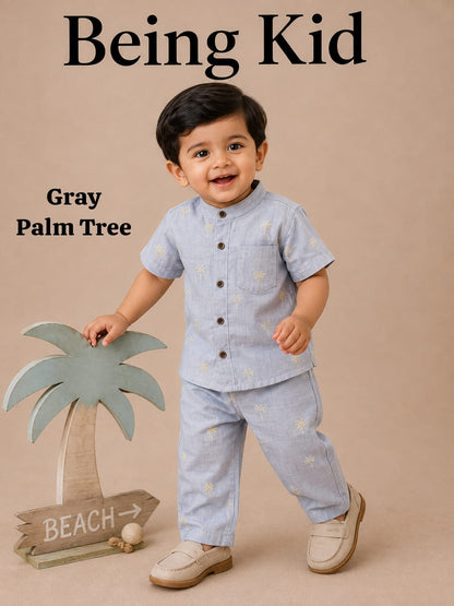 Chinese Collar Muslin Pant Sets for Boys | 6m to 18m