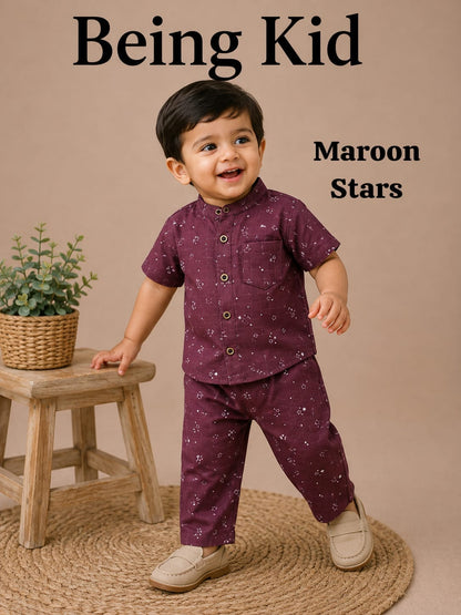 Chinese Collar Muslin Pant Sets for Boys | 6m to 18m