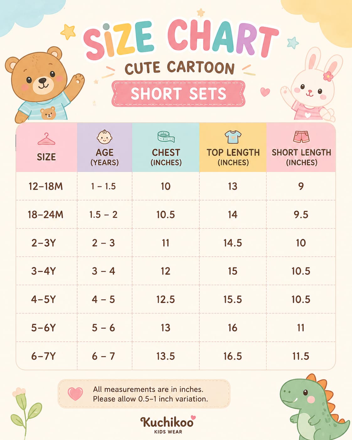 Girls Cute Cartoon Club Coord Sets for 1 year to 6 years, Fashion Edition