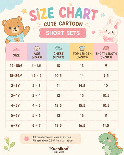 Girls Cute Cartoon Club Coord Sets for 1 year to 6 years, Fashion Edition