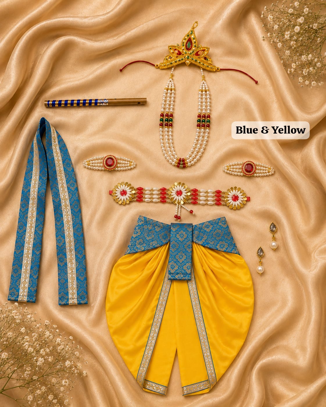 Krishna Sets for Janmashtami |0 - 7years| 10pcs set| comes with jewelry
