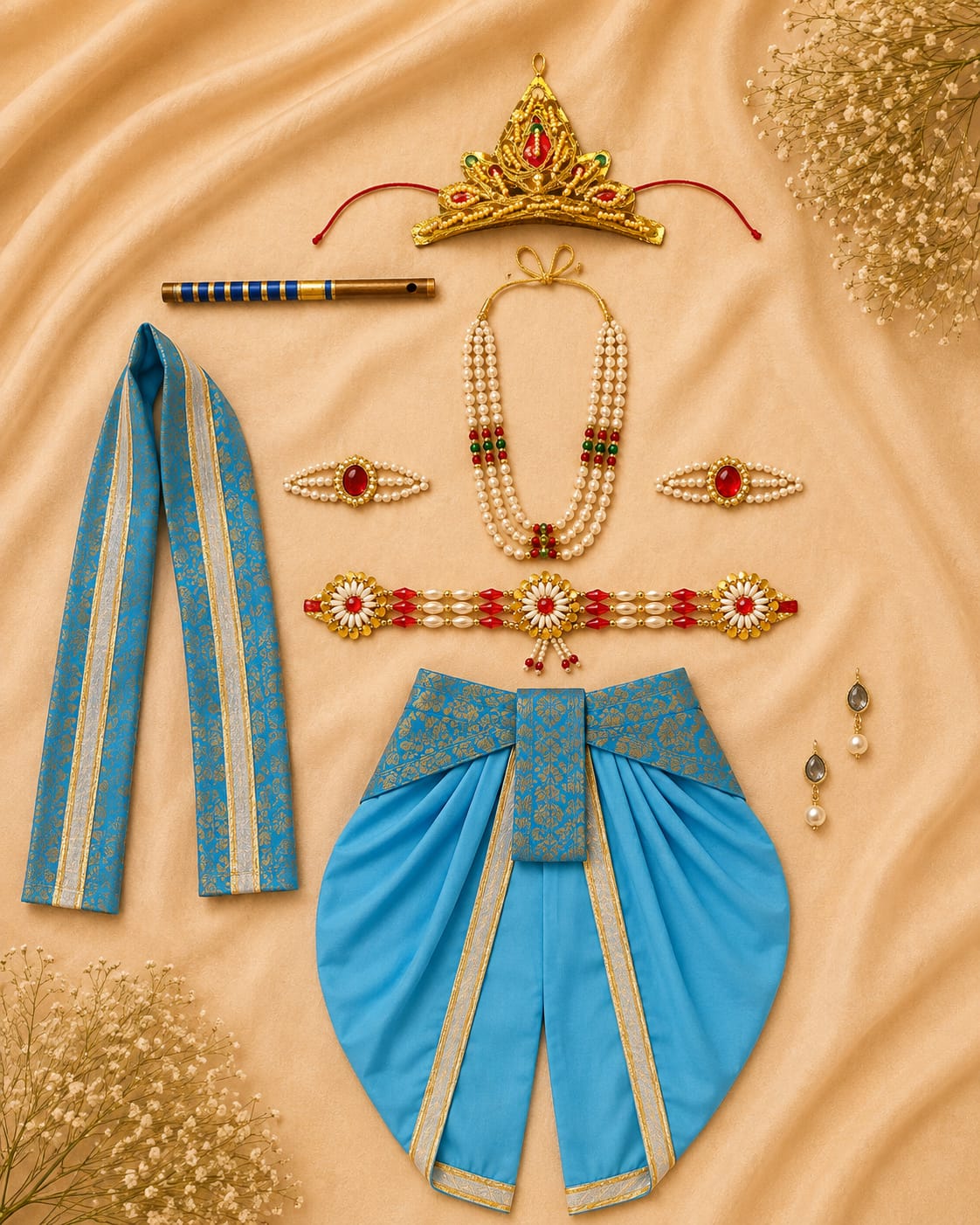 Krishna Sets for Janmashtami |0 - 7years| 10pcs set| comes with jewelry
