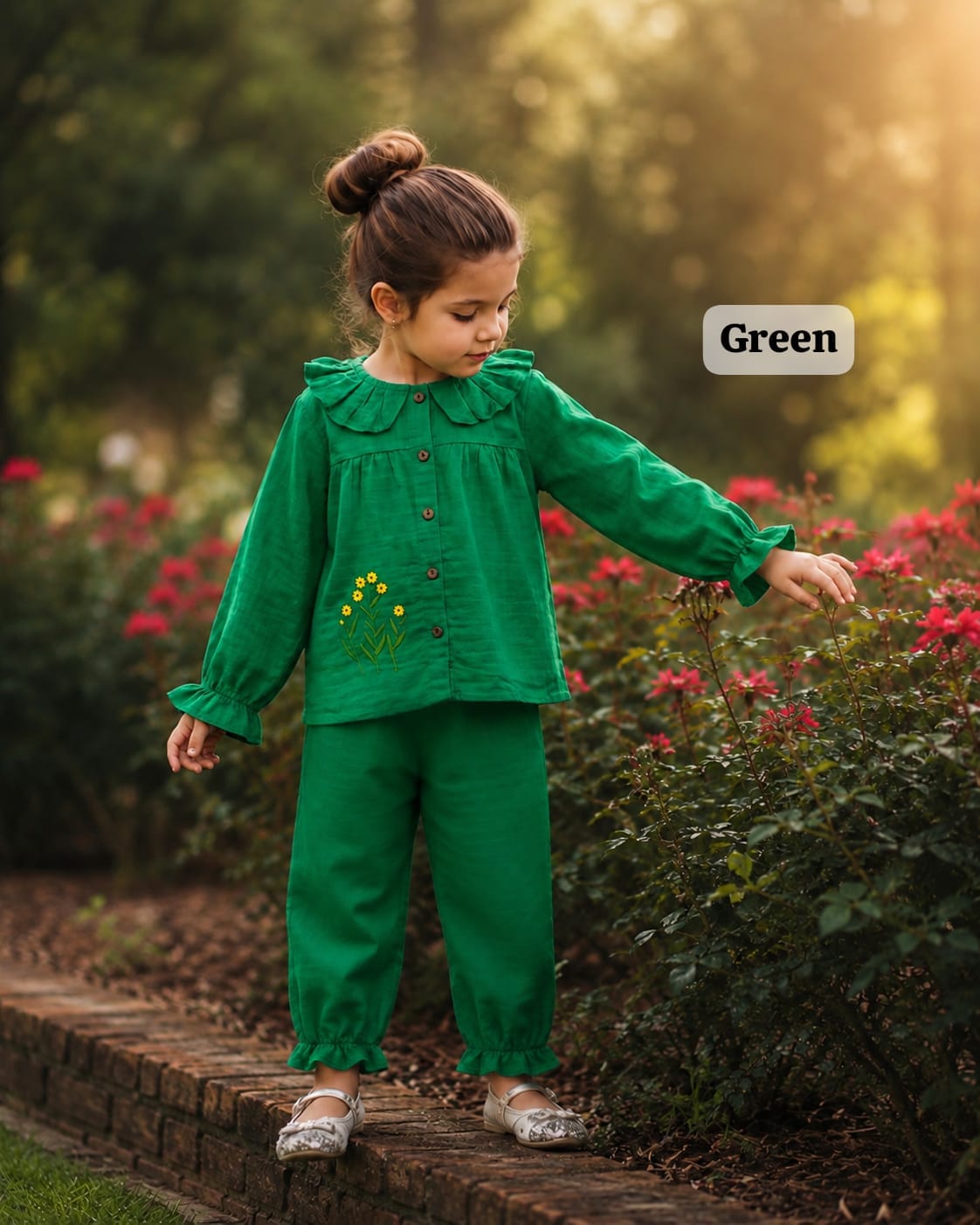Muslin Ruffle Collar & Frill Pant Co-ord Sets for 9m to 3yrs| Extra Stylish Edition