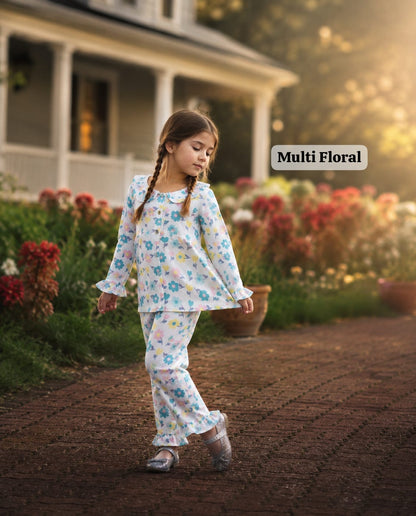 Muslin Ruffle Collar & Frill Pant Co-ord Sets for 9m to 3yrs| Extra Stylish Edition
