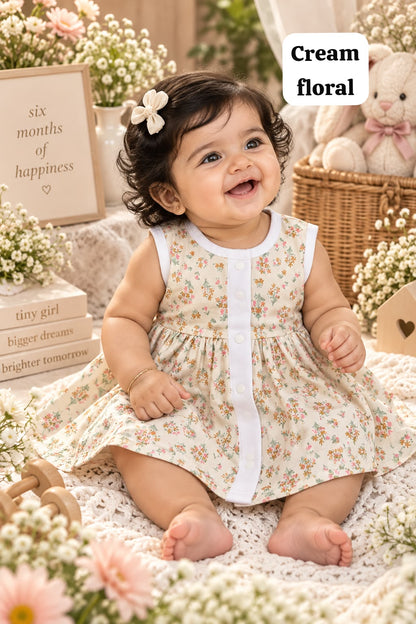 Snap Button Short Frocks for 6 to 9 Months baby Girls