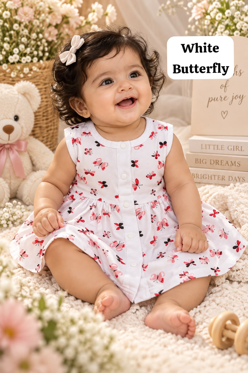 Snap Button Short Frocks for 6 to 9 Months baby Girls