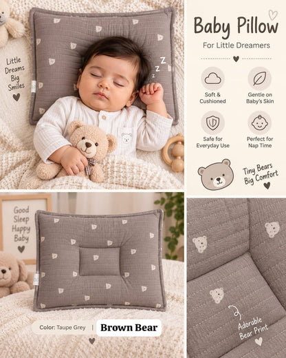 Soft Baby cushioned Flat Head Pillow | Soft & Gentle Support for Newborns to toddlers