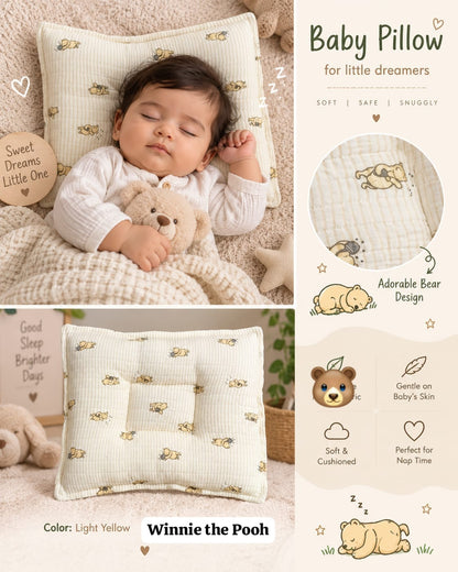 Soft Baby cushioned Flat Head Pillow | Soft & Gentle Support for Newborns to toddlers