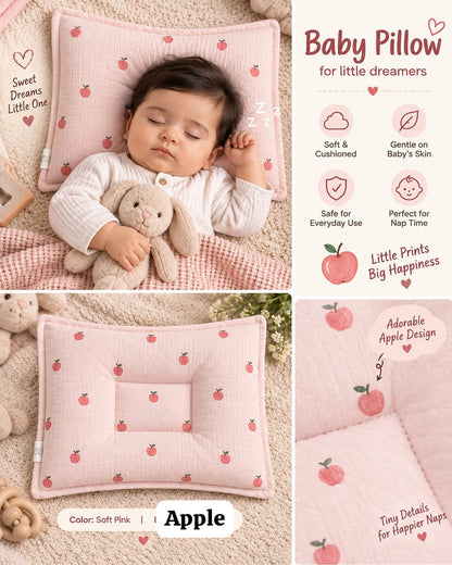 Soft Baby cushioned Flat Head Pillow | Soft & Gentle Support for Newborns to toddlers