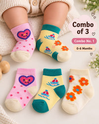 Socks for 0-6m babies, Set of 3 combo
