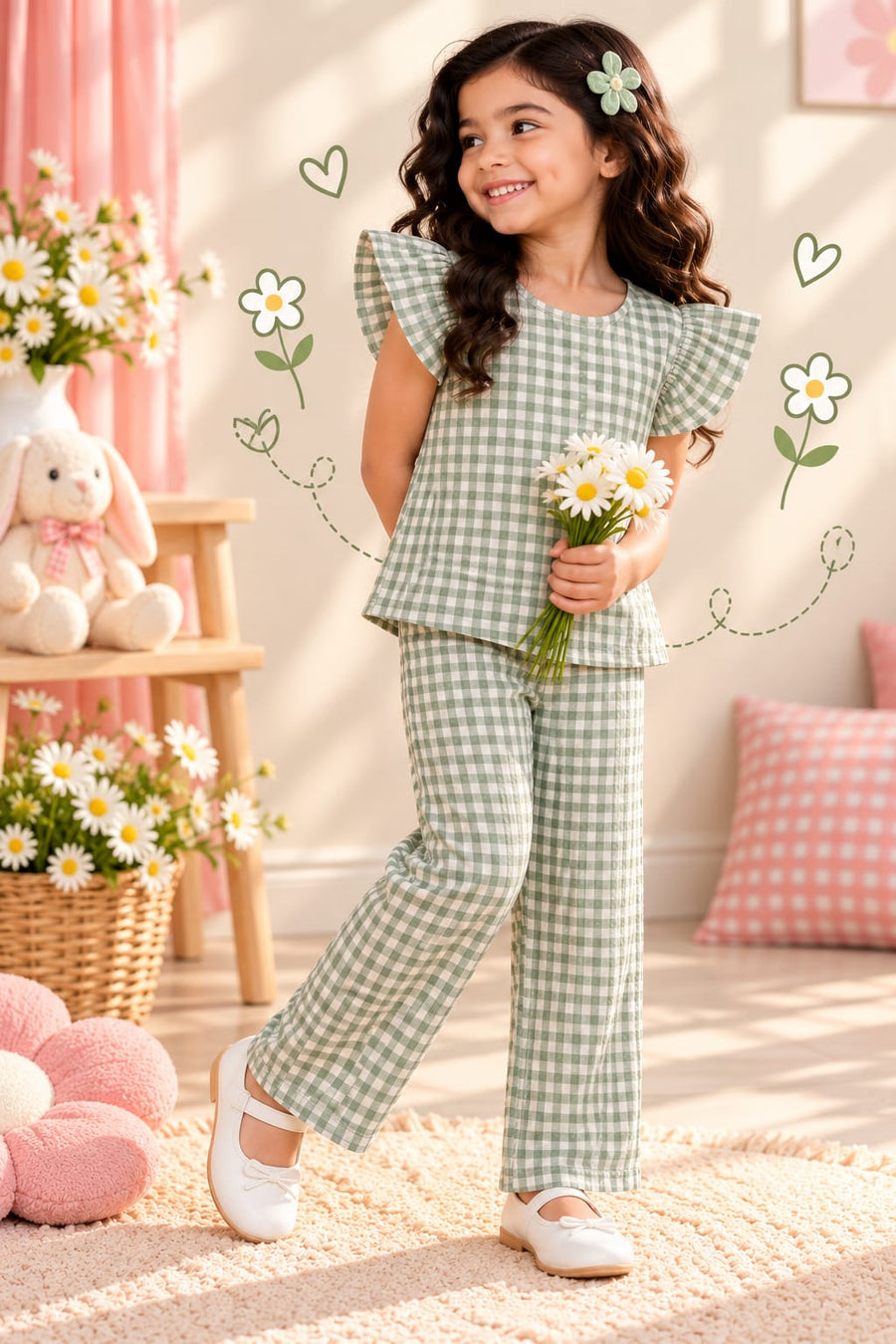 Frilled sleeves Pant Sets For Girls 2 years To 7 Year|buy 4 for 999/-