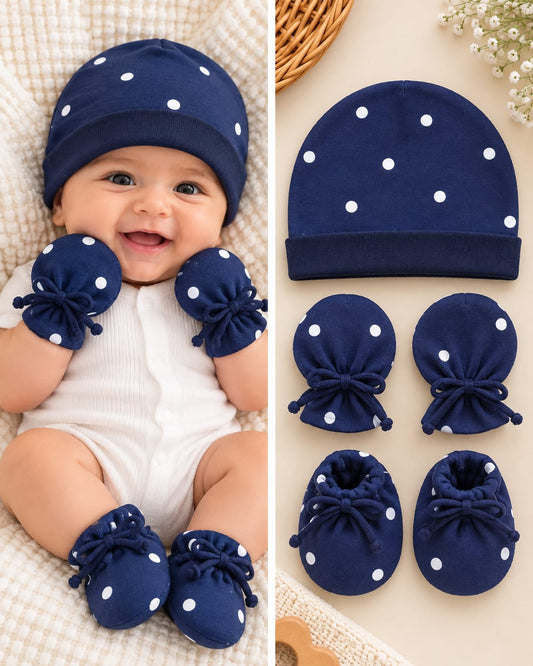 Caps, Mittens & Booties Combo for 0-6m